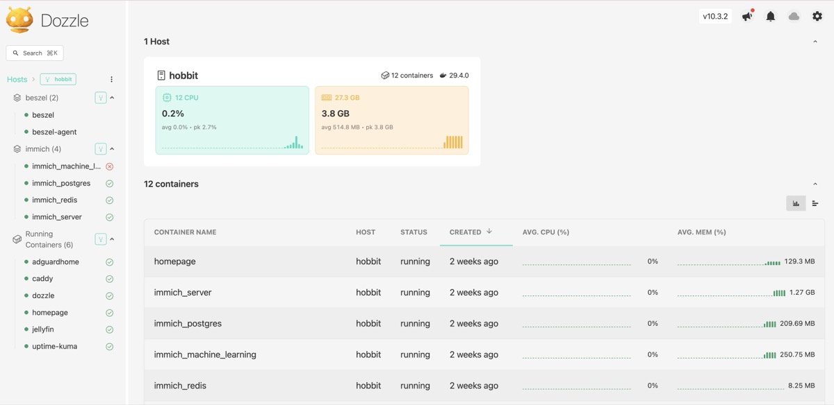 Dozzle container log viewer