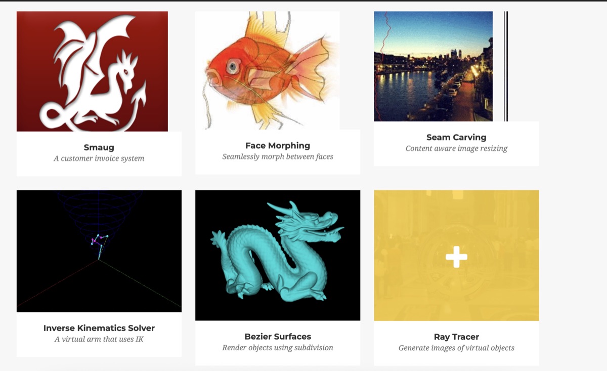 Old portfolio grid with modal-based project viewer